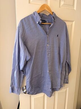 Ralph Lauren Yarmouth cotton blue long sleeve navy pony shirt large